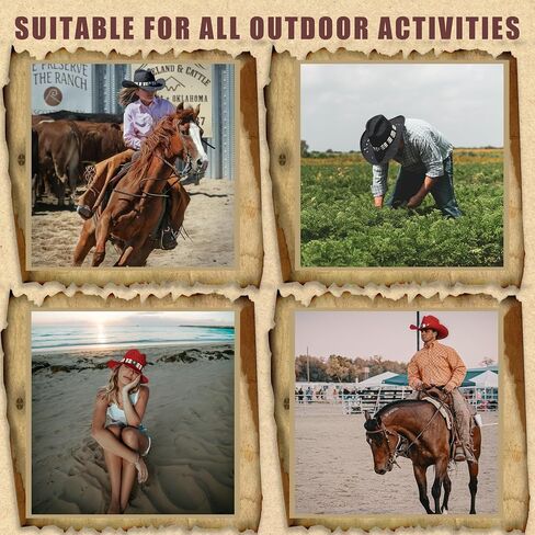 Wildarms Western Cowboy Hat for Women Men Wide Brim Woven Straw Cowboy Hat for Men Cowgirl Sun Beach Hat Decorative Bands in Kuwait