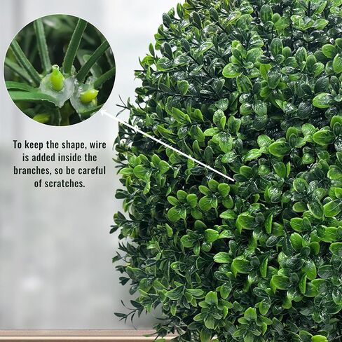Artificial Boxwood Topiary Ball Trees 20 Inch 2pcs UV-Anti Greenery Decorative Faxu Plants for Home Front Porch, Indoor Walkway, Entryway Indoor & Outdoor Decor in Saudi Arabia