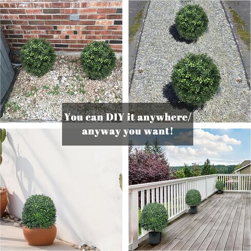 Artificial Boxwood Topiary Ball Trees 20 Inch 2pcs UV-Anti Greenery Decorative Faxu Plants for Home Front Porch, Indoor Walkway, Entryway Indoor & Outdoor Decor in Saudi Arabia