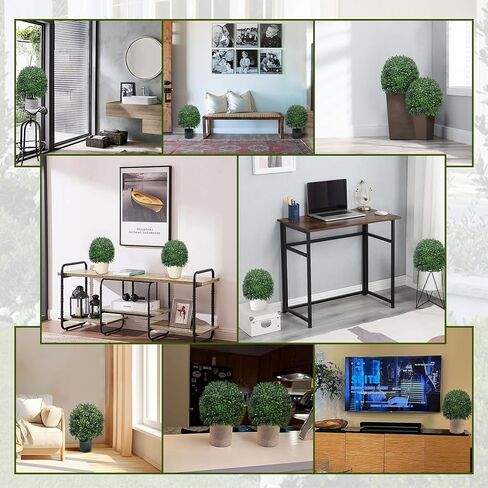Artificial Boxwood Topiary Ball Trees 20 Inch 2pcs UV-Anti Greenery Decorative Faxu Plants for Home Front Porch, Indoor Walkway, Entryway Indoor & Outdoor Decor in Saudi Arabia