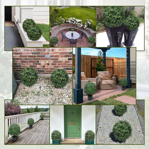 Artificial Boxwood Topiary Ball Trees 20 Inch 2pcs UV-Anti Greenery Decorative Faxu Plants for Home Front Porch, Indoor Walkway, Entryway Indoor & Outdoor Decor in Saudi Arabia