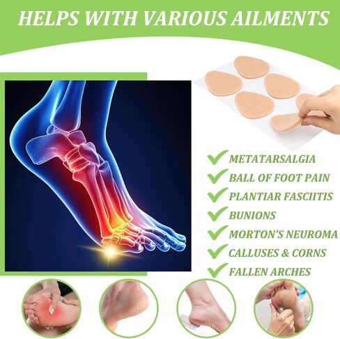72 Pack Metatarsal Foot Pads 0.25 Inch Thick Ball of Foot Cushions Adhesive Metatarsal Soft Felt Pads for Women and Men Forefoot Support Pain Relief (Skin Color) in Kuwait