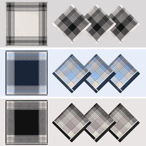 HOULIFE Handkerchiefs for Men, Soft Cotton Mens Hankies with Plaid Pattern Classic Men's Handkerchief in Assorted Color in Saudi Arabia
