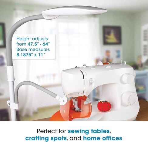 OttLite 18w EasyView Standing Floor Lamp with Optical Grade 3X Magnifier Attachment Arm & Flexible Neck - Wide Wing Shade with Modern Design for Crafting, Work, Office, Dorm Room, Sewing & Reading in Saudi Arabia