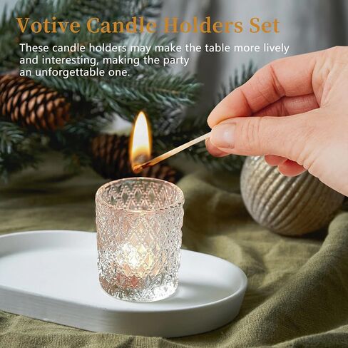 12 Pack Clear Glass Votive Candle Holders Bulk - Tea Light Candle Holders for Weddings, Baby Showers, Christmas, Home Decor, Table Centerpieces, and Party Decorations in Kuwait
