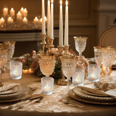 12 Pack Clear Glass Votive Candle Holders Bulk - Tea Light Candle Holders for Weddings, Baby Showers, Christmas, Home Decor, Table Centerpieces, and Party Decorations in Kuwait