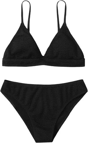 SHENHE Girl's 2 Piece High Waisted Spaghetti Strap Swimsuit Bathing Suit Bikini Sets 3 Tones in Saudi Arabia