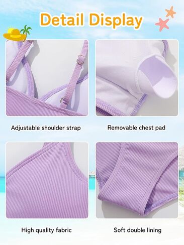 ESHOO Girls Swimsuits Kids 3 Piece Bathing Suit Teen Girls Bikini Swimwear with Drawstring Cover Up Skirt Beach Swimwear in Kuwait