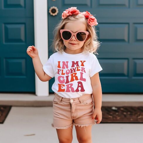 BOUTIKOME in My Flower Girl Era Shirts Toddler Baby Girls T-Shirt Wedding Summer Tops Bridal Party Short Sleeve Tees 1-6T in Saudi Arabia