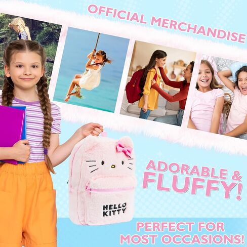 Hello Kitty Girls Fluffy Backpack, Fashion Backpack Kids Teens (Pink Hello Kitty) in Kuwait