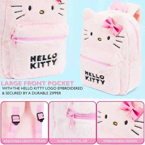 Hello Kitty Girls Fluffy Backpack, Fashion Backpack Kids Teens (Pink Hello Kitty) in Kuwait