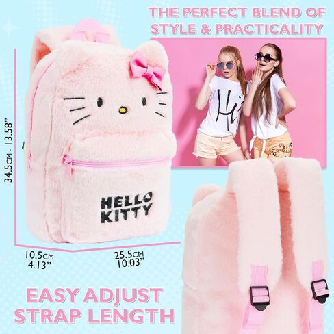 Hello Kitty Girls Fluffy Backpack, Fashion Backpack Kids Teens (Pink Hello Kitty) in Kuwait