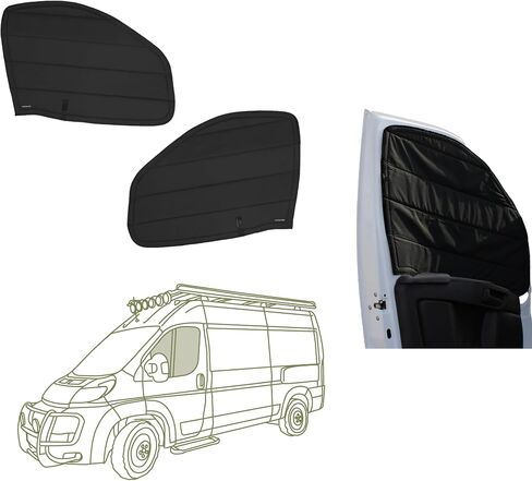 VanEssential Insulated Stealth Blackout Front Door Window Covers Designed for RAM Promaster Van Years 2014 to Current Model (Pair) - Black in Saudi Arabia