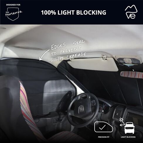 VanEssential Insulated Stealth Blackout Front Door Window Covers Designed for RAM Promaster Van Years 2014 to Current Model (Pair) - Black in Saudi Arabia