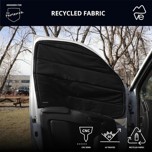 VanEssential Insulated Stealth Blackout Front Door Window Covers Designed for RAM Promaster Van Years 2014 to Current Model (Pair) - Black in Saudi Arabia