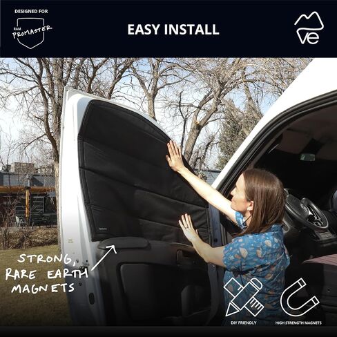 VanEssential Insulated Stealth Blackout Front Door Window Covers Designed for RAM Promaster Van Years 2014 to Current Model (Pair) - Black in Saudi Arabia