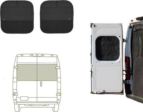 VanEssential Insulated Stealth Blackout Front Door Window Covers Designed for RAM Promaster Van Years 2014 to Current Model (Pair) - Black in Saudi Arabia