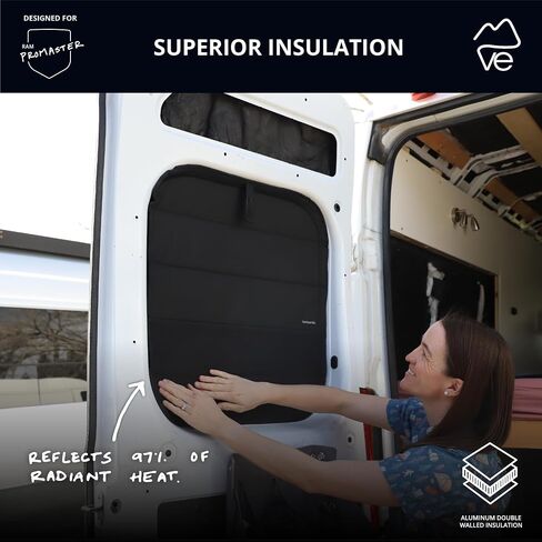 VanEssential Insulated Stealth Blackout Front Door Window Covers Designed for RAM Promaster Van Years 2014 to Current Model (Pair) - Black in Saudi Arabia
