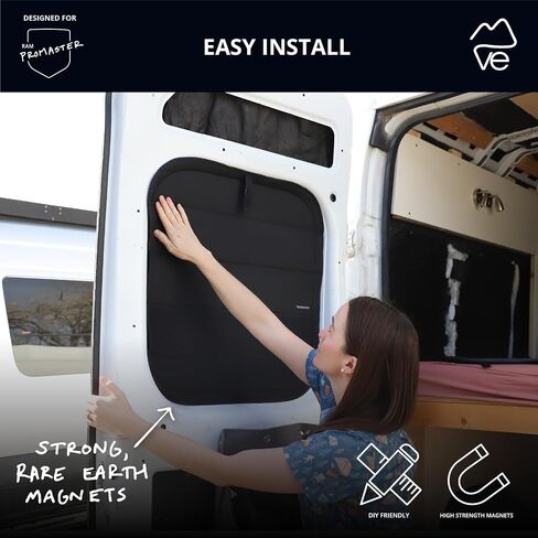 VanEssential Insulated Stealth Blackout Front Door Window Covers Designed for RAM Promaster Van Years 2014 to Current Model (Pair) - Black in Saudi Arabia