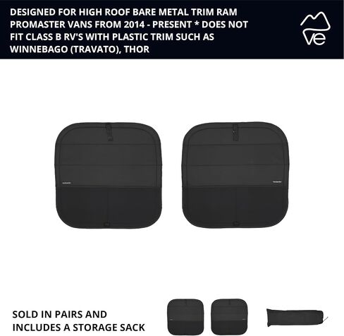 VanEssential Insulated Stealth Blackout Front Door Window Covers Designed for RAM Promaster Van Years 2014 to Current Model (Pair) - Black in Saudi Arabia