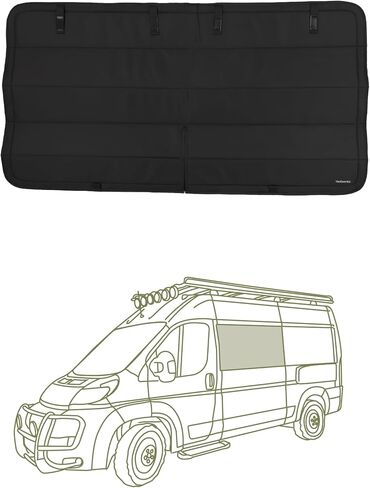VanEssential Insulated Stealth Blackout Front Door Window Covers Designed for RAM Promaster Van Years 2014 to Current Model (Pair) - Black in Kuwait