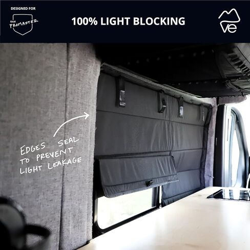 VanEssential Insulated Stealth Blackout Front Door Window Covers Designed for RAM Promaster Van Years 2014 to Current Model (Pair) - Black in Kuwait