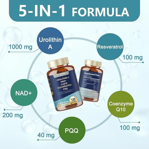 Urolithin A Supplement 1000mg with NAD,CoQ10,Supplement for Women 120 Softgels for Muscle Energy Antioxidants(Pack of 2) in Saudi Arabia
