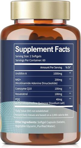 Urolithin A Supplement 1000mg with NAD,CoQ10,Supplement for Women 120 Softgels for Muscle Energy Antioxidants(Pack of 2) in Saudi Arabia