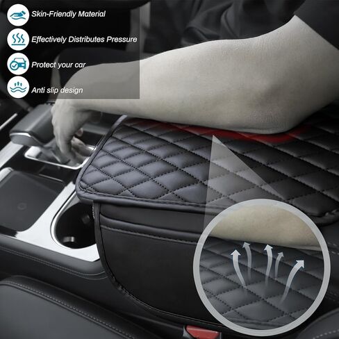 Ouzorp Car Center Console Cover, Upgraded Microfiber Leather Car Arm Rest Cover with 2 Storage Bags, Universal Armrest Cover for Car Storage Box Car Interior Accessories Protector for Most Vehicle in Kuwait