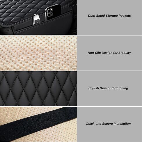 Ouzorp Car Center Console Cover, Upgraded Microfiber Leather Car Arm Rest Cover with 2 Storage Bags, Universal Armrest Cover for Car Storage Box Car Interior Accessories Protector for Most Vehicle in Kuwait