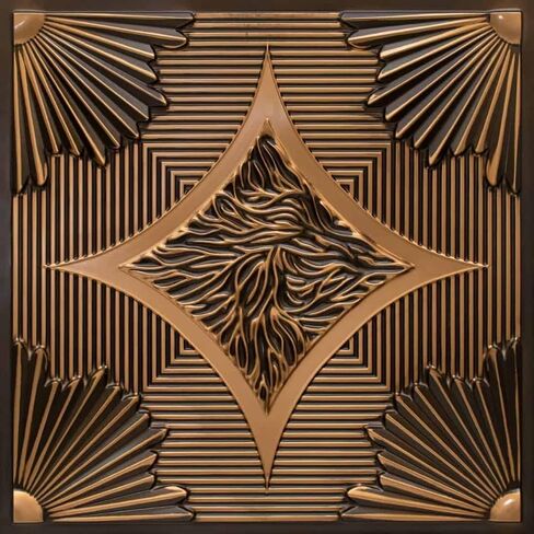 201AG-24x24-50 Sunset Boulevard PVC 2 'x 2' lay-in أو glue-up tile (Covers / 200 sq.ft) ، Gold Antique ، 50 in Kuwait