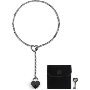Heart Slip chain Necklace for Women, Heart O-ring Punk Necklace and Key, Handmade Punk Gothic Black Cuban Chain Necklace Adjustable Lariat Y-Necklace