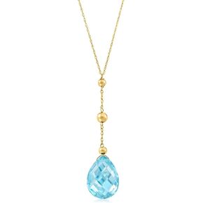 Ross-Simons 10.00 Carat Sky Blue Topaz Y-Necklace in 14kt Yellow Gold