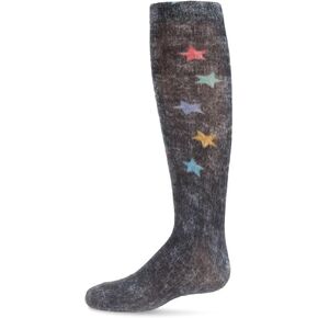 MeMoi Distressed Wash Denim Stars Girls Knee High Sock