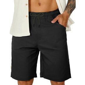 Susclude Mens Shorts Casual 9" Elastic Waist Drawstring Shorts for Men Summer Beach Sweat Shorts with Zipper Pocket