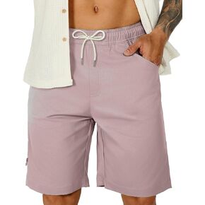 Susclude Mens Shorts Casual 9" Elastic Waist Drawstring Shorts for Men Summer Beach Sweat Shorts with Zipper Pocket in Kuwait