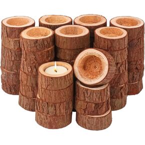 50 Pack Wooden Tealight Candle Holders – Exquisite 2-2.36 Inch Wood Votive Tealight Holder for Wedding, Event, and Home Decoration