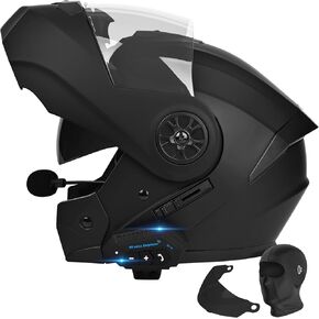 خوذة دراجة نارية Modular Bluetooth DOT/ECE معتمدة من الوجه الكامل ، فاقب خوذة مزدوجة مضاد للطفر مضاد للزواج من مكبرات صوت مزدوجة مع الميكروفون للرجال والنساء البالغين