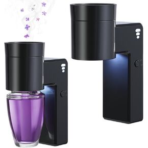 2 PCS الجدار العطر توصيل مع ضوء الليل متوافق مع حمام وجسم زهور الجدران ، مع 3 سرعات قابس العطور القابلة للتعديل ، ناشر الزيت الأساسي للغرفة ، المرحاض ، إلخ ، أسود ، أسود