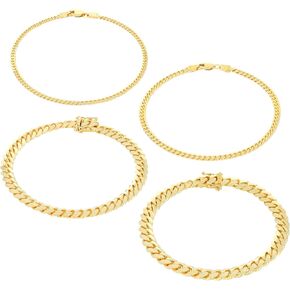 Nuragold 18K Real Yellow Gold Solid Miami Cuban Link Chain Bracelet 7"-9" (2.7mm-7mm) Italian Jewelry for Men & Women