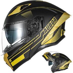 Modular Motorcycle Helmets for Adults Men Women Dual Visor Flip up Full Face Dot Helmet Casco Moto Model 928 (Matte Black, L)