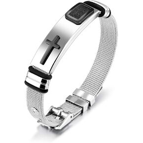 2025 ULtimate Mens bracelet,Black bracelets for men,Stylish Adjustable Cross Stainless Steel Mesh Chain Wrist Band men's jewelry braclets for man,male coworkers string ideas cool braclets hip hop in Kuwait