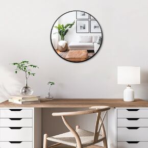 Itrue Small Round Mirror for Wall 12 Inch Black Circle Mirror Metal Frame Mirrors with Wall Mount Hook for Home Decor Bathroom Bedroom Entryway Living Room