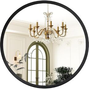 12" Round Mirror, Wall Mounted Circle Mirrors Vanity Mirror, Metal Frame Modern Decoration for Bathroom, Living Room, Bedroom, Entryway