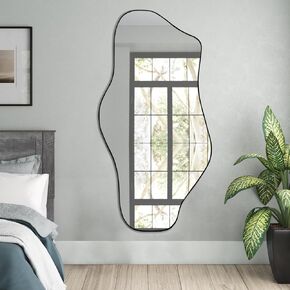 مرآة كبيرة غير منتظمة ، مرآة جدار غير متناظرة ، 47.2 "x21" مرآة ذات شكل مزدح