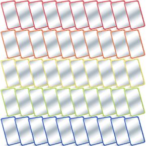 Dandat 30 Pcs Small Unbreakable l Mirrors for Kids Shatter Proof Mirror - 6 x 4 Inches, Round Corners, Plastic, Double Sided, for Preschool Classroom & DIY Craft (Warm Color)