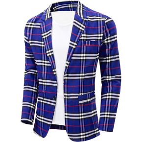 NOVOCCT Men's Plaid Slim Fit Blazer Jacket, Lightweight 2-Button Casual Sport Coat, Formal & Everyday Blazer for Men