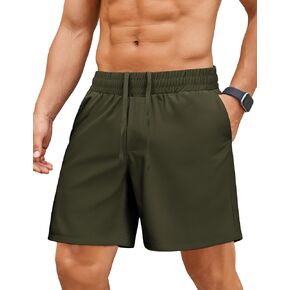 PINSPARK Men's Gym Workout Shorts - 7" Quick Dry Running Athletic Shorts with Towel Loop and Zipper Pockets