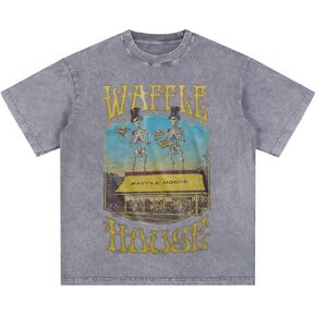 bellelement waffle house خمر حمض الغسيل تي شيرت القمصان هوب تي شيرت قمم تي شيرت