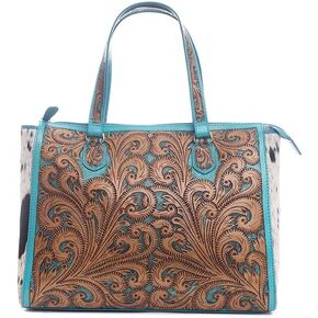 Myra Bag Western Leather and Hairon Handbag for Women, Teal